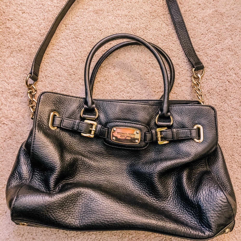 Michael Kors Black + Gold Satchel Purse